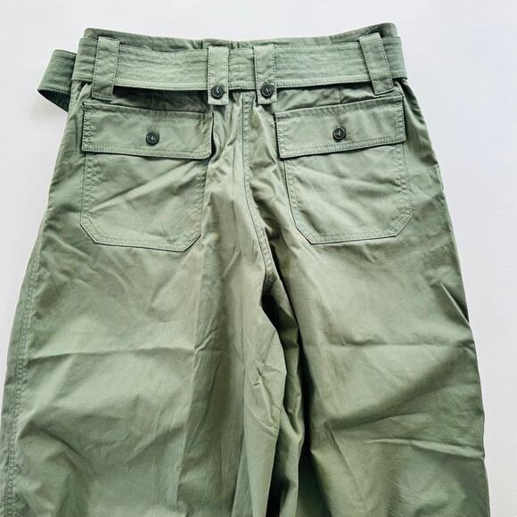 Max Mara Weekend Recco Wide Leg Pants Green Size 12 IT 46 Belted Culotte Ankle - Picture 7 of 12